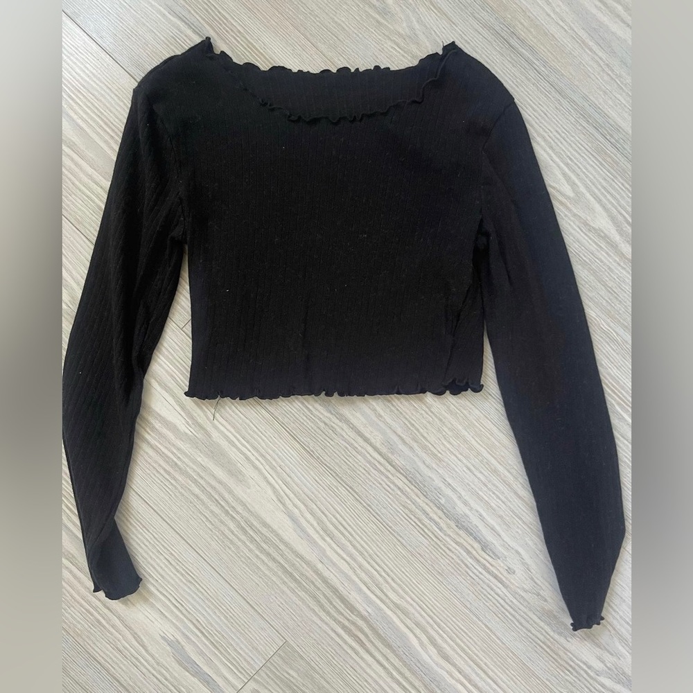 Shein- black long sleeve ribbed top